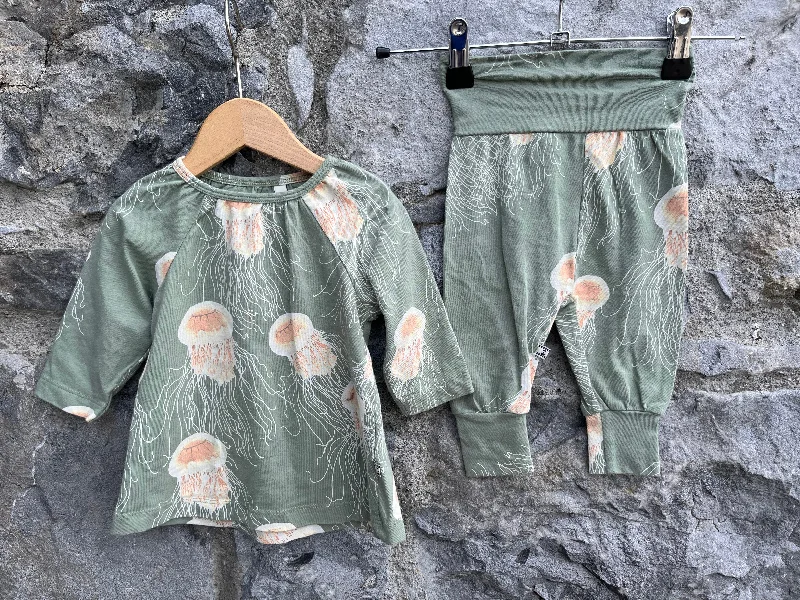 Jellyfish khaki top&pants   0-1m (50-56cm)