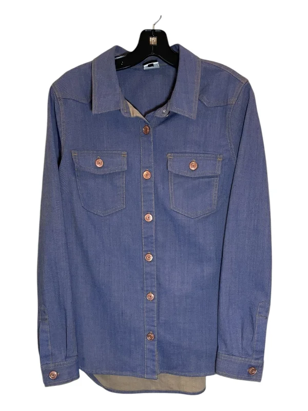 Jacket Shirt By Cabi In Blue Denim, Size: M