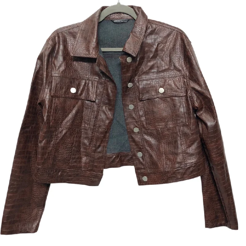 Jacket Shirt By Shein In Brown, Size:M