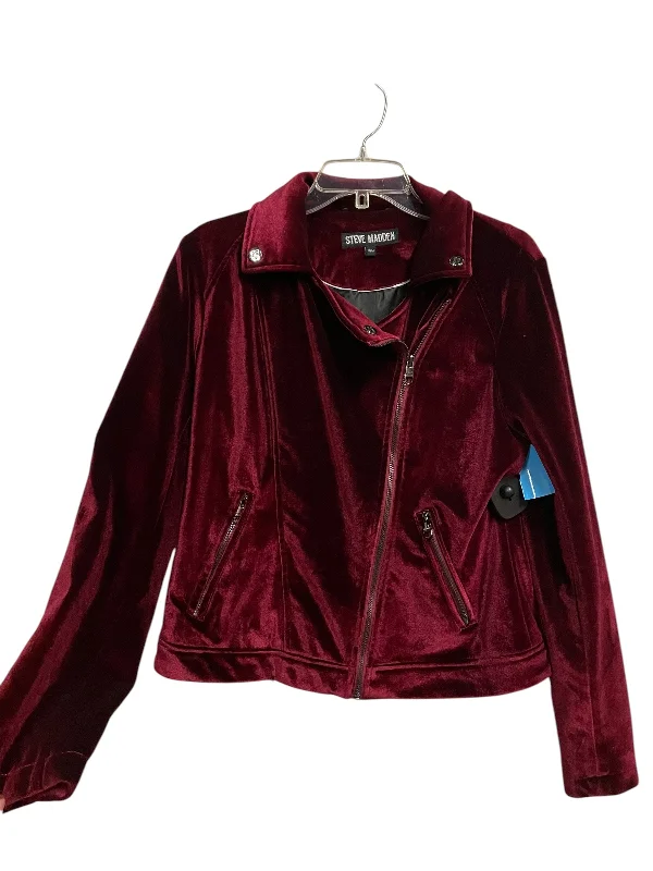 Jacket Moto By Steve Madden In Maroon, Size: M