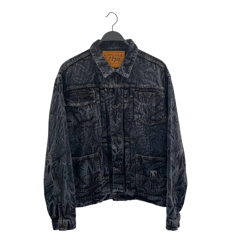 Prps/Denim Jkt/L/Denim/NVY/All Over Print/WRINKLE WAZH/INDIGIO/