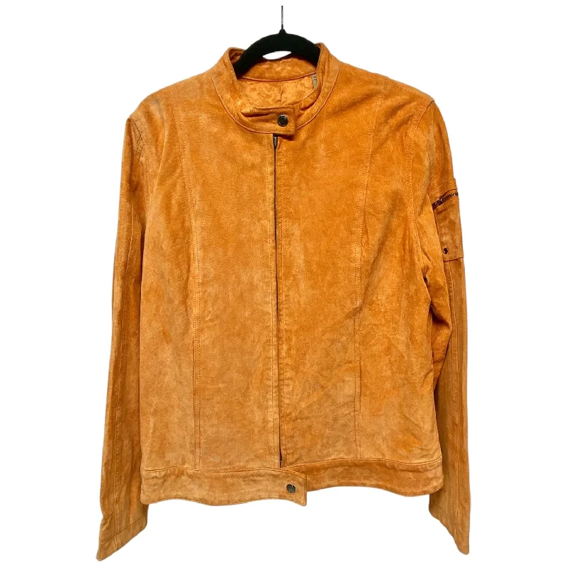 Jacket Leather By Clothes Mentor In Orange, Size: L