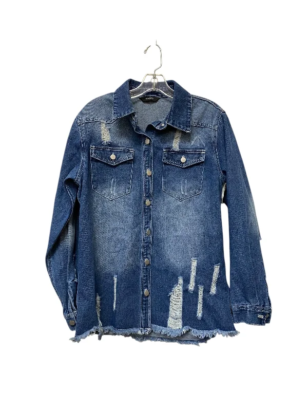 Jacket Shirt By Clothes Mentor In Blue Denim, Size: S