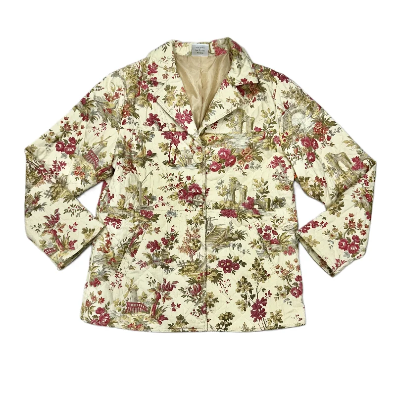 Jacket Puffer & Quilted By Isabella's Journey In Floral Print, Size: L