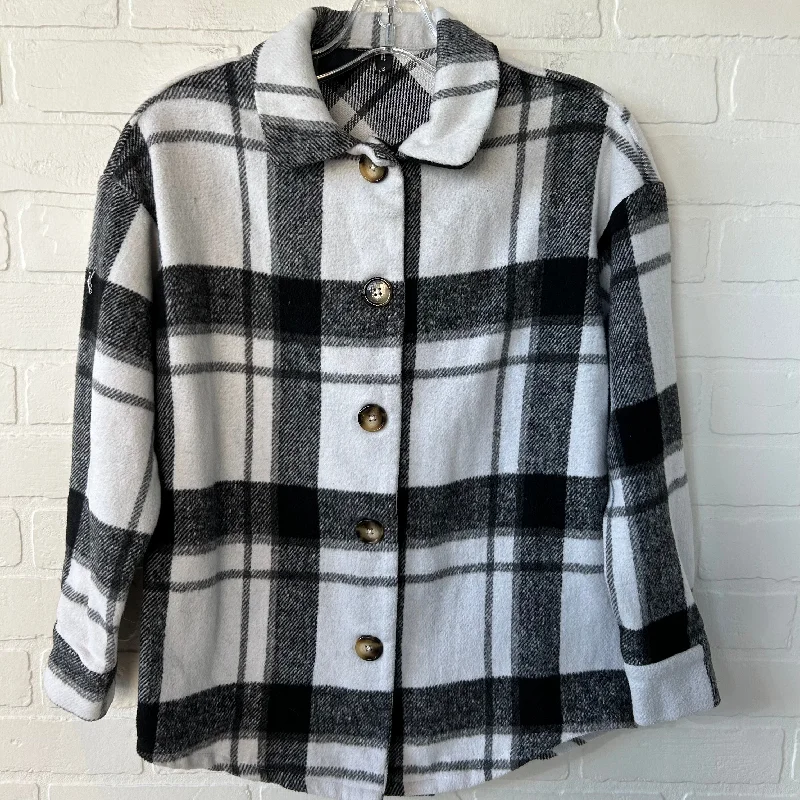 Jacket Shirt By Zaful In Black & White, Size: S