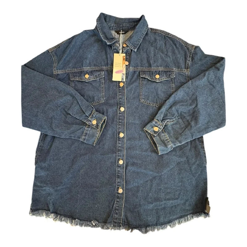 Jacket Denim By DOKOTOO In Blue Denim, Size:Xl