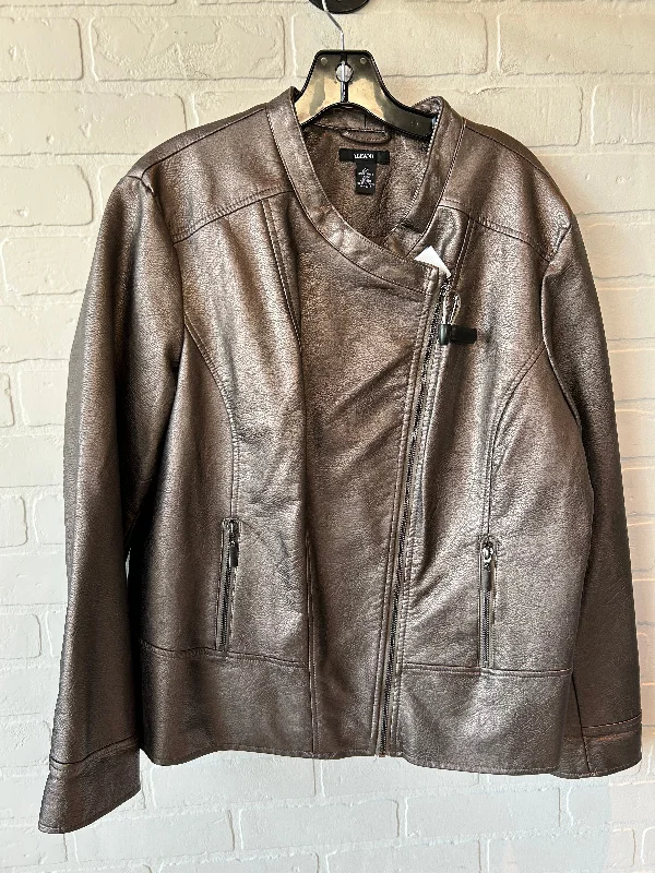 Jacket Moto By Alfani In Bronze, Size: Xl