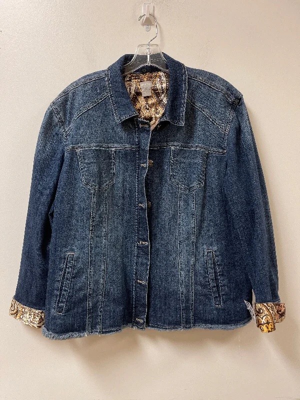 Jacket Denim By Chicos In Blue Denim, Size: 2x