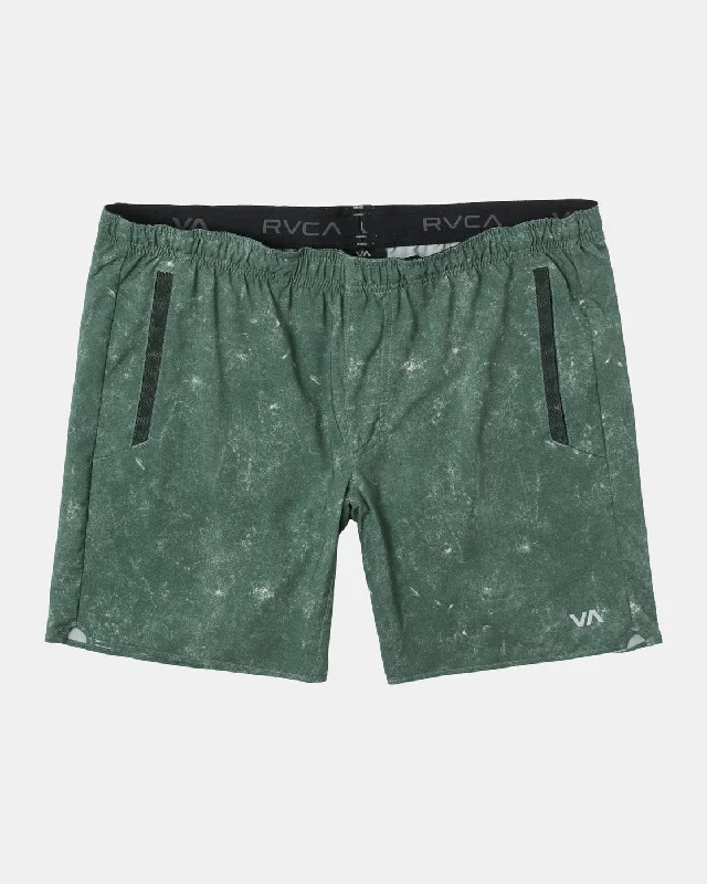 Yogger Stretch 17" Athletic Shorts - Acid Wash Jungle Green